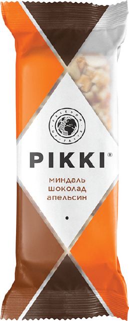 фото упаковки Pikki Батончик орехово-фруктовый Миндаль-Шоколад-Апельсин