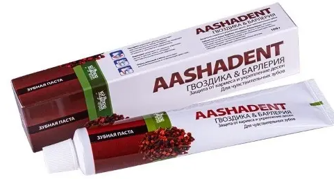 фото упаковки Aashadent зубная паста гвоздика и барлерия