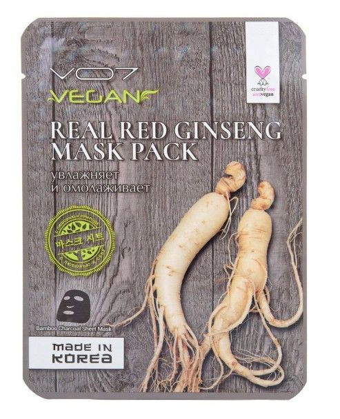 фото упаковки VO7 Real Vegan Маска для лица Омолаживающая с экстрактом корня Женьшеня