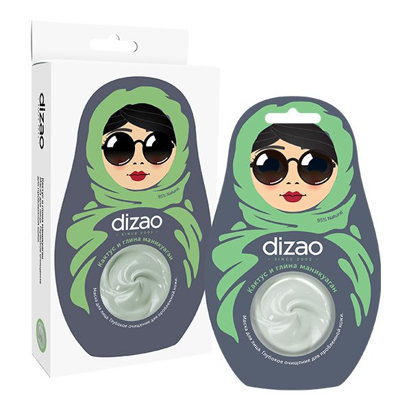 фото упаковки Dizao Маска для лица кактус и глина маникуаган Глубокое очищение