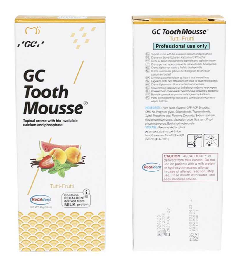 GC Tooth Mousse Зубной гель для восстановления и укрепления эмали, гель, мультифрукт, 40 г, 1 шт.