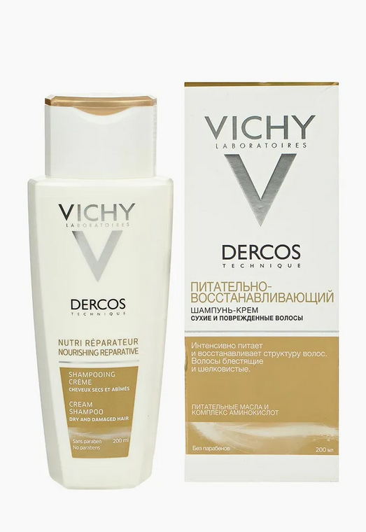 фото упаковки Vichy Dercos шампунь-крем питательно-восстанавливающий