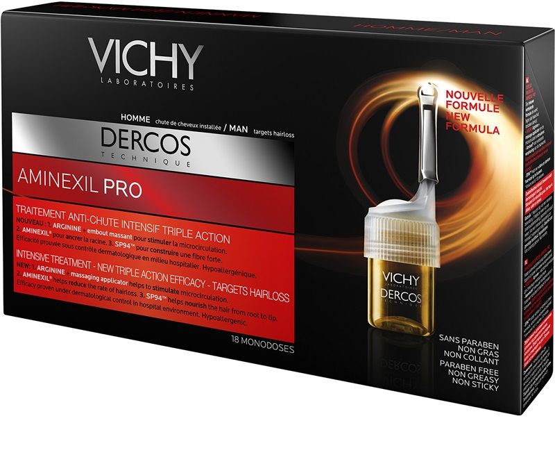 фото упаковки Vichy Dercos Aminexil Pro средство против выпадения волос для мужчин