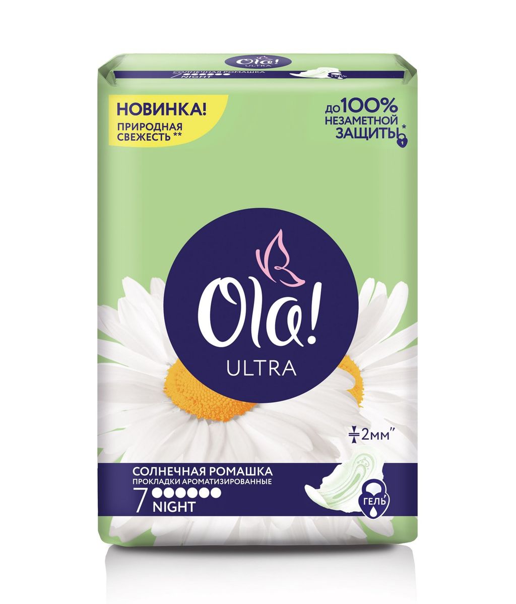 фото упаковки Ola! Ultra Night прокладки Солнечная ромашка