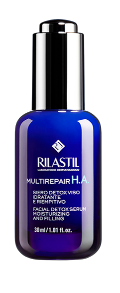фото упаковки Rilastil Multirepair H. A. Детокс-сыворотка для лица восстанавливающая увлажняющая с эффектом филлера