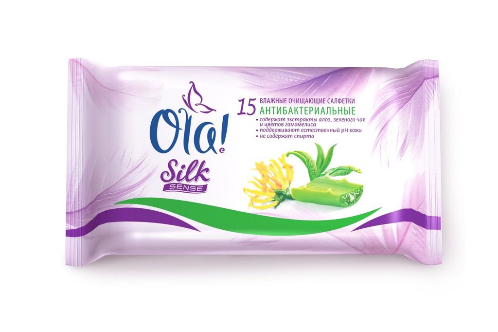 фото упаковки Ola! Silk Sense салфетки влажные антибактериальные