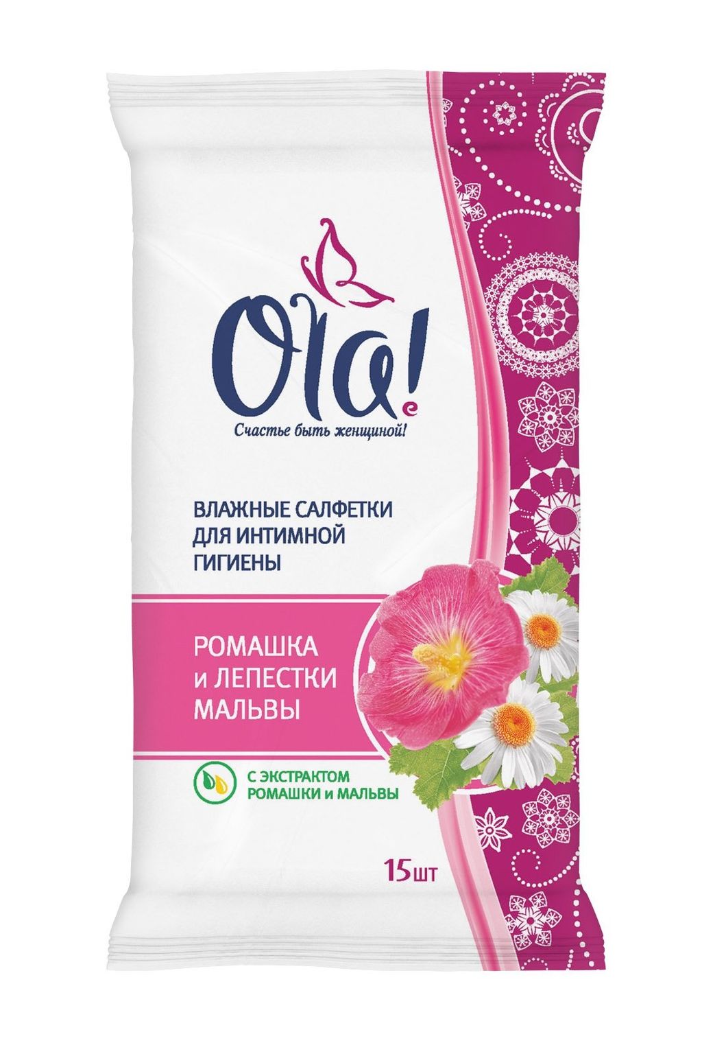 фото упаковки Ola! салфетки влажные для интимной гигиены Лепестки мальвы