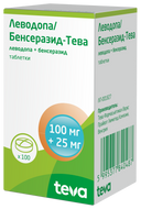 Леводопа/Бенсеразид-Тева, 100 мг+25 мг, таблетки, 100 шт.