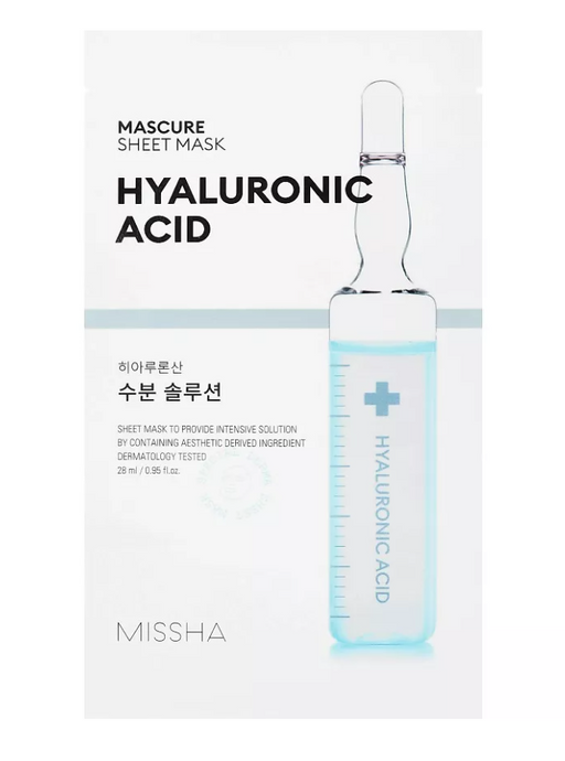 Missha Mascure Маска увлажняющая с гиалуроновой кислотой, тканевая маска для лица, для сухой кожи, 28 г, 1 шт.