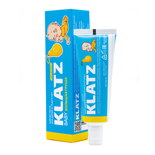 Klatz Baby Зубная паста для детей, без фтора, паста зубная, большая груша, 40 мл, 1 шт.