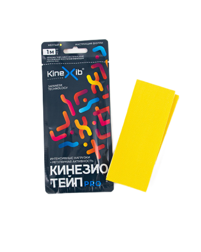 Kinexib Pro Бинт кинезио-тейп с усиленной фиксацией, 5см х 1м, желтый, 1 шт.