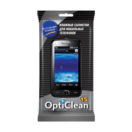 Opti Clean Салфетки влажные для мобильных телефонов, салфетки влажные, 15 шт.