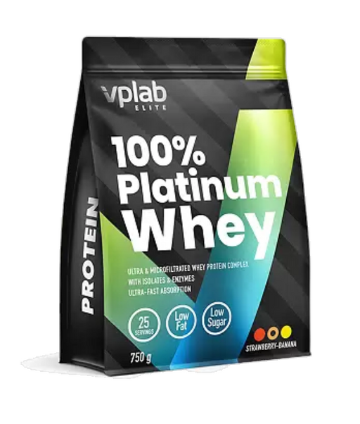 Vplab 100% Platinum Whey Протеин, порошок, клубника банан, 750 г, 1 шт.