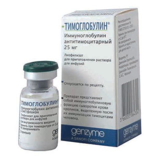 Тимоглобулин, 25 мг, лиофилизат для приготовления раствора для инфузий, 1 шт.