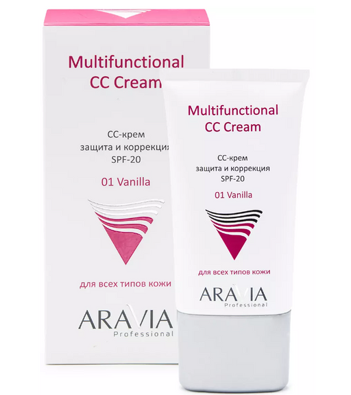 Aravia professional Multifunctional CC-Крем для лица защитный, тон 1, SPF20, крем для лица, 50 мл, 1 шт.