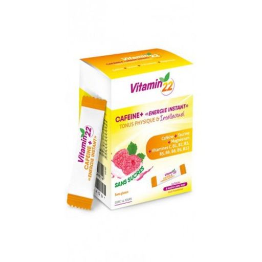 Vitamin 22 Кофеин плюс, 2302 мг, порошок, со вкусом малины, 14 шт.