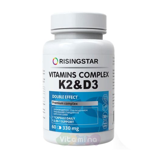 Risingstar Комплекс витаминов K2 и Д3 Дабл эффект, капсулы, 60 шт.