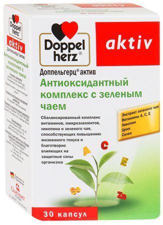 Доппельгерц актив Антиоксидантный комплекс с зеленым чаем, 600 мг, капсулы, 30 шт.