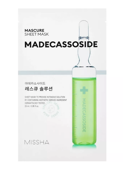 Missha Mascure SOS с мадекассосидом для восстановления, тканевая маска для лица, для ослабленной кожи, 28 г, 1 шт.