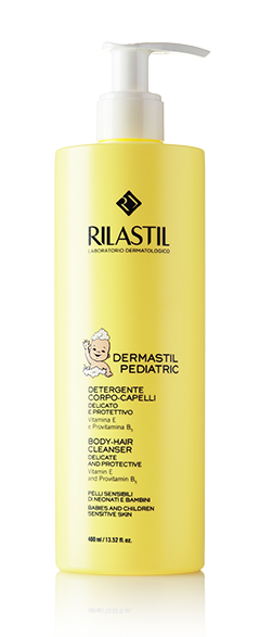 Rilastil Dermastil Pediatric Деликатный очищающий защитный шампунь-гель для волос и тела, шампунь-гель, для младенцев и детей, 400 мл, 1 шт.