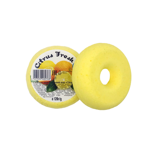 Бурлящий шар Citrus Fresh пончик, соль для ванн, 120 г, 1 шт.