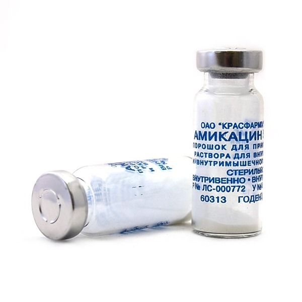 Амикацин - порошок для приготовления раствора для внутривенного и внутримышечного введения 250 мг, 500 мг